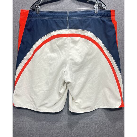 Y2K Nike Swim Trunks Mens Size XL White Red Blue Retro Drawstring Mesh Lined - Picture 1 of 7